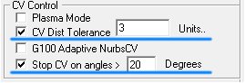 [v] Stop CV on angles [....] degrees сглаживает углы что бы не терять скорость.<br />[v] CV Dist Tolerance [....] units скругление угла.