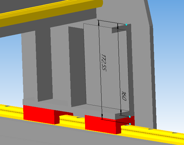Портал установлен на швелере 160 на 45 толщиной 10 мм с перегородками как и у портала