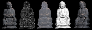 3д реконструкцию по фото<br />Example of reconstruction using &quot;Buddha&quot; image set. From left to right: source image (1 of 12), normal vectors, albedo map, depth map, and a reconstructed view. (9314 просмотров) <a class='original' href='./download/file.php?id=31053&mode=view' target=_blank>Загрузить оригинал (253.44 КБ)</a>